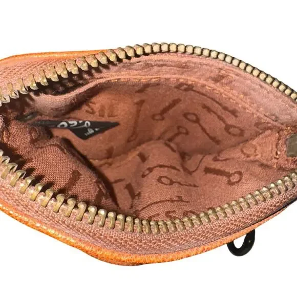 FOSSIL Keyhole Brown Leather Flower Pattern with Clip - Picture 7 of 10